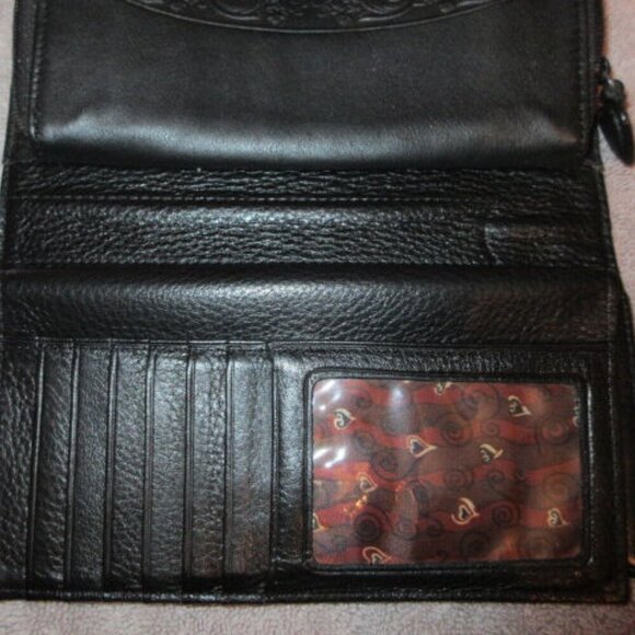 Brighton Leather Crocodile Embossed Checkbook Wallet Clutch Organizer Two Tone - Picture 4 of 12